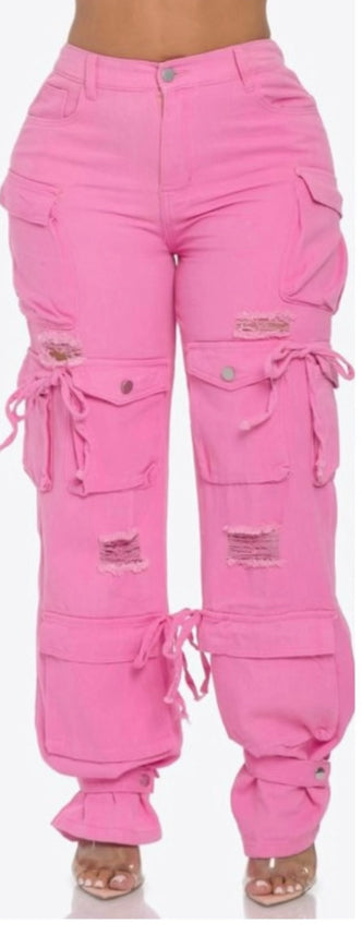 Pink cargo pants